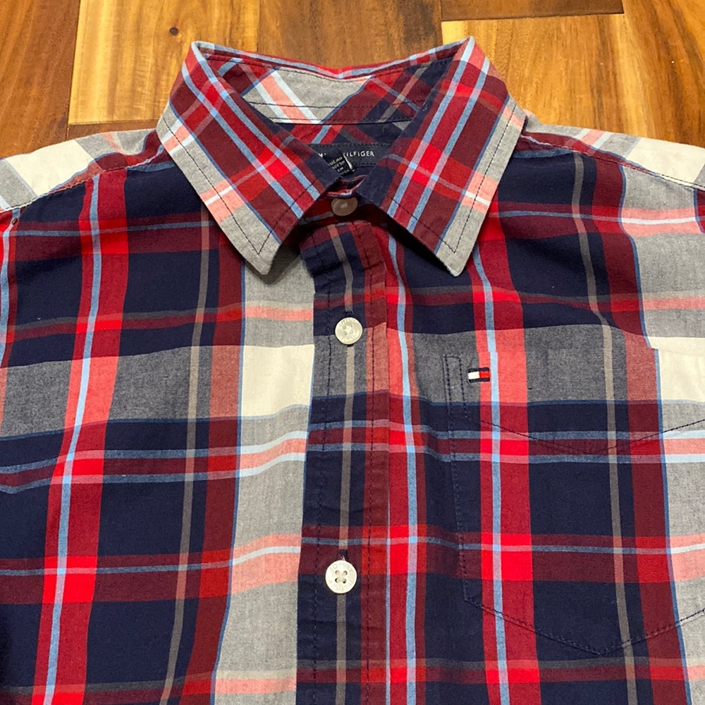 Boy’s Size L Plaid Button-down Cotton Shirt from Tommy Hilfiger